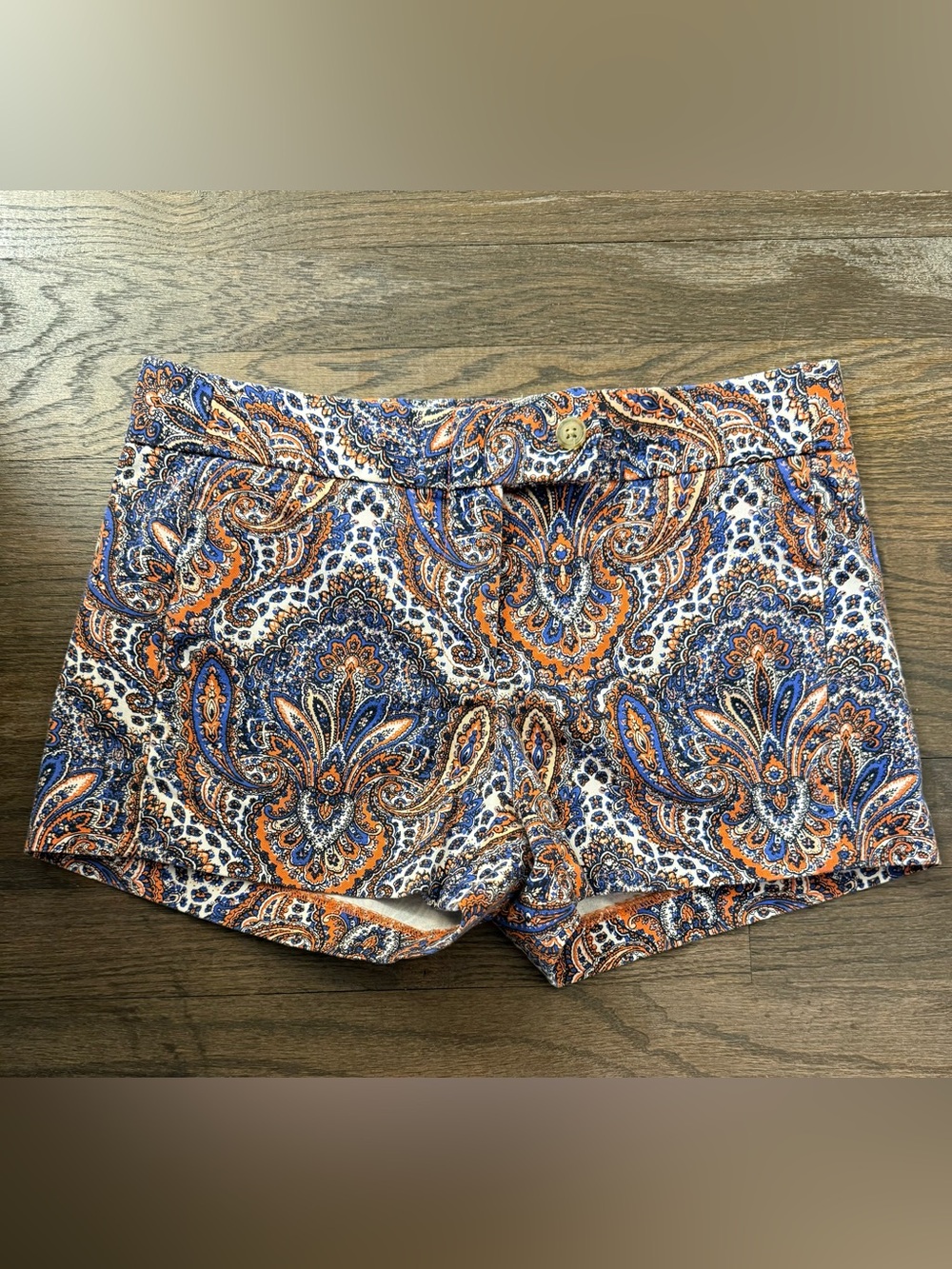 J. Crew Paisley Print Shorts in Orange & Blue